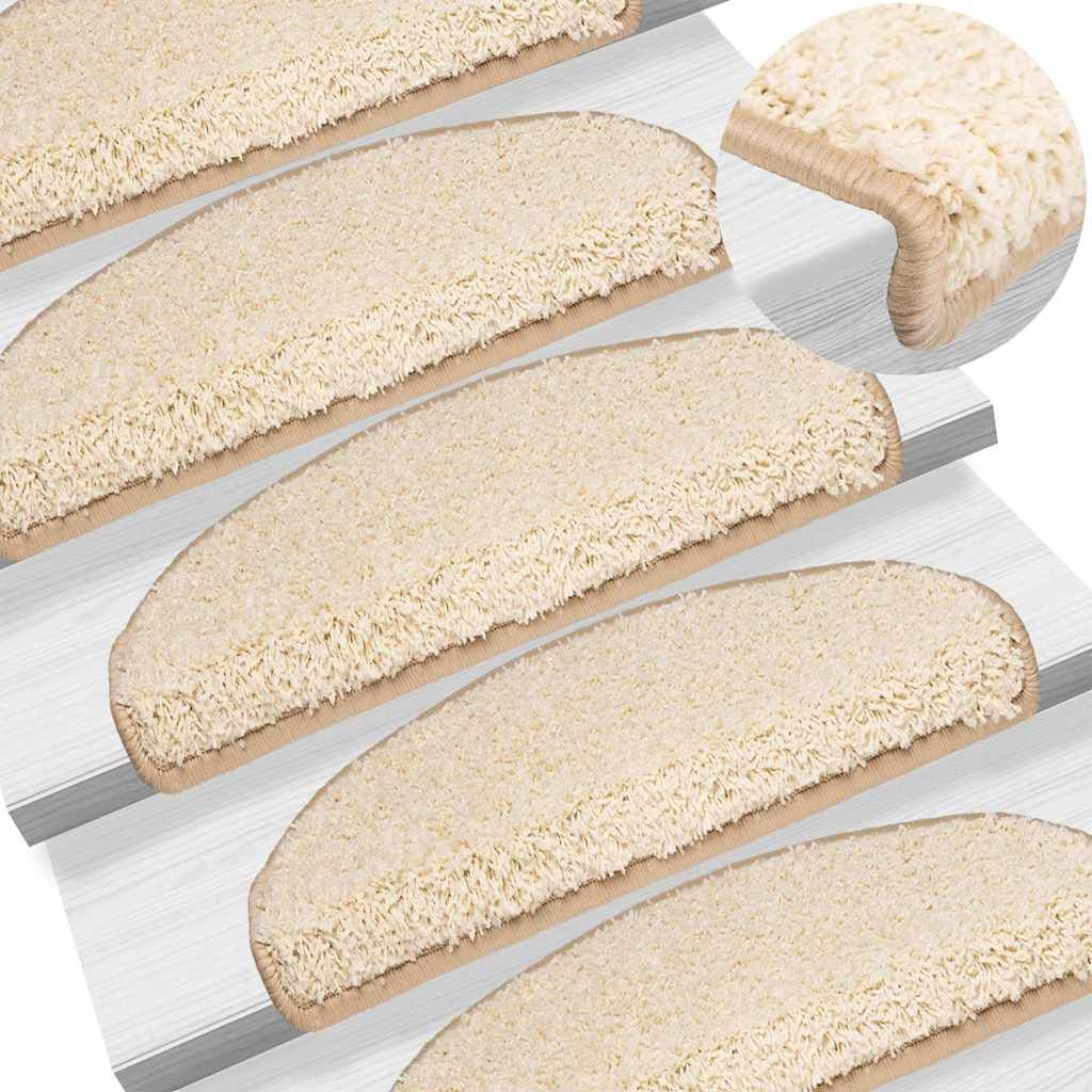 Tappetini per scale 5 pz 65x21x4 cm Crema Semicircolari Grandi vidaXL