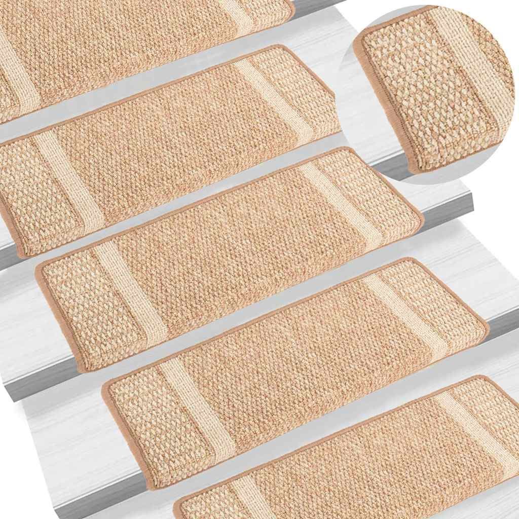 Tappetini per Scale Autoadesivi 15 pz Marrone Chiaro 65x21x4 cm vidaXL
