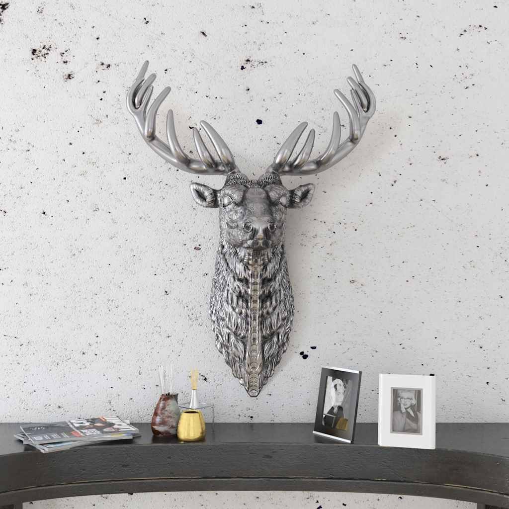 Decorazione Testa Cervo con Ganci a Parete Alluminio Argentato vidaXL