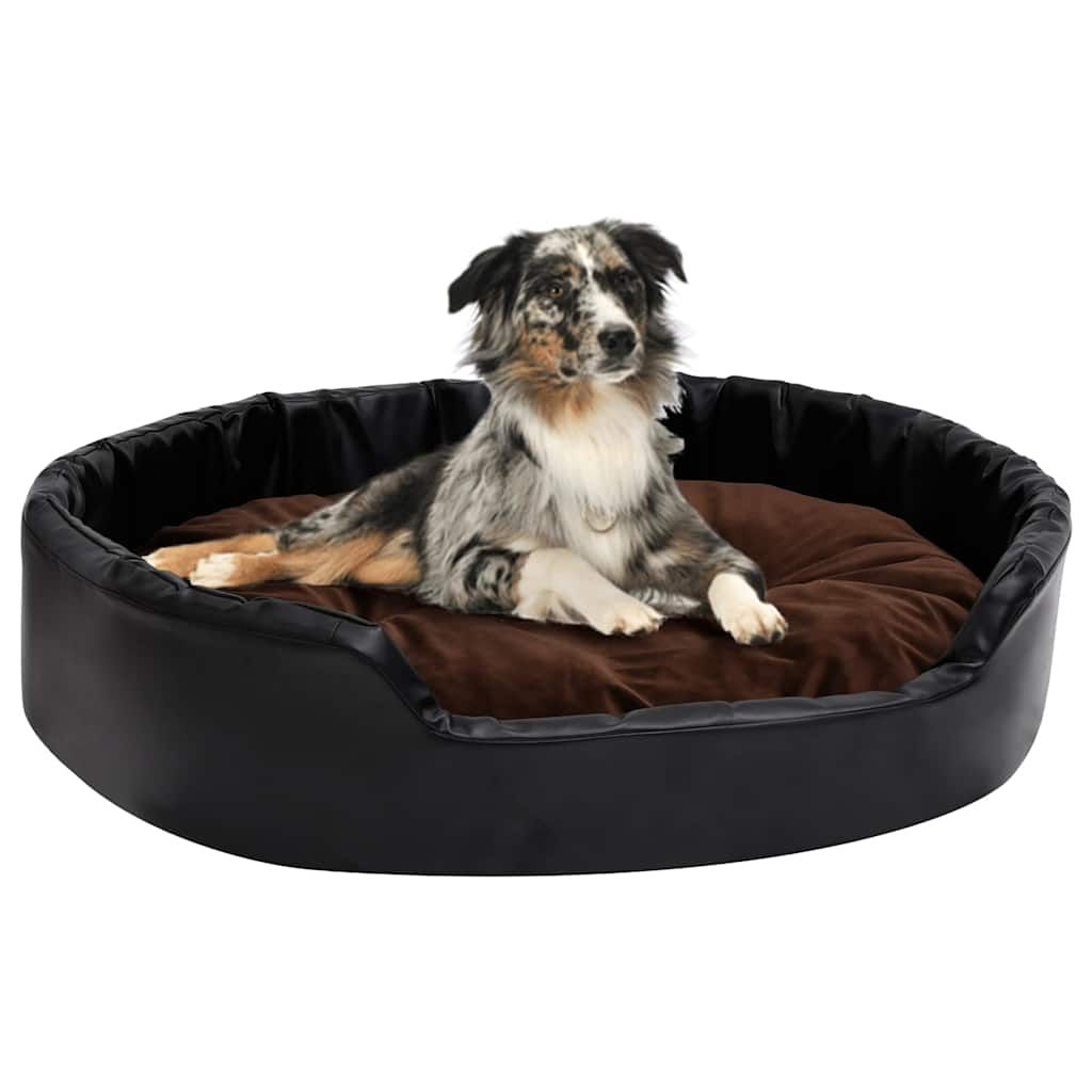 Lettino per Cani Nero e Marrone 90x79x20cm Peluche e Similpelle vidaXL
