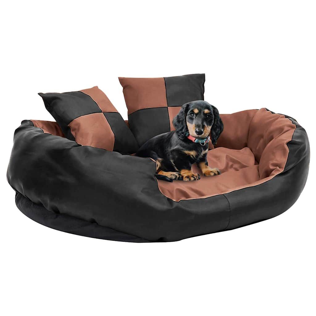 Cuscino per Cani Reversibile e Lavabile Nero Marrone 85x70x20cm vidaXL