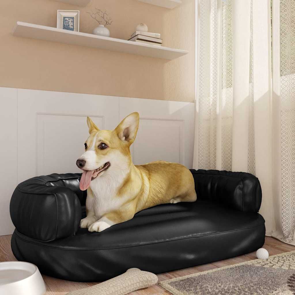 Letto per Cani Ergonomico Gommapiuma Nero 88x65cm Similpelle vidaXL