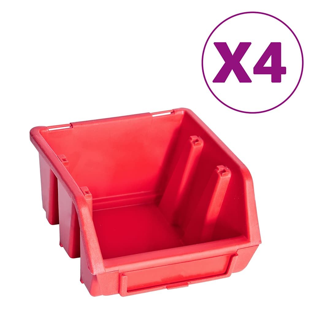 Kit Contenitori 8 pz con Pannelli a Parete Rosso e Nero vidaXL