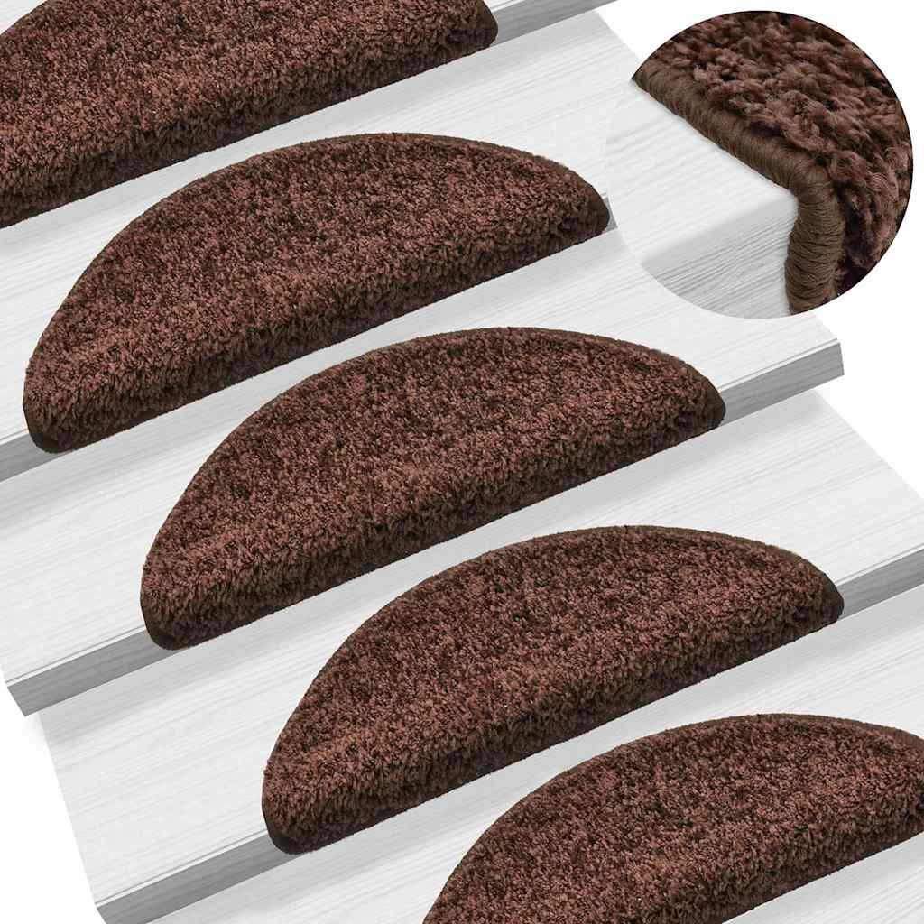 Tappetini per scale 5 pz 56x17x3 cm Marrone Semicircolari vidaXL