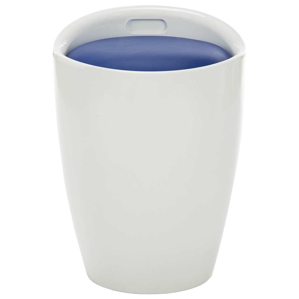 Sgabello con Contenitore Bianco e Blu in Similpelle vidaXL