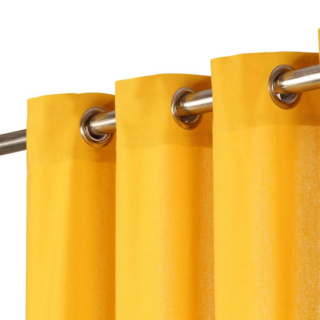 Tende con Anelli in Metallo 2 pz in Cotone 140x245 cm Gialle vidaXL