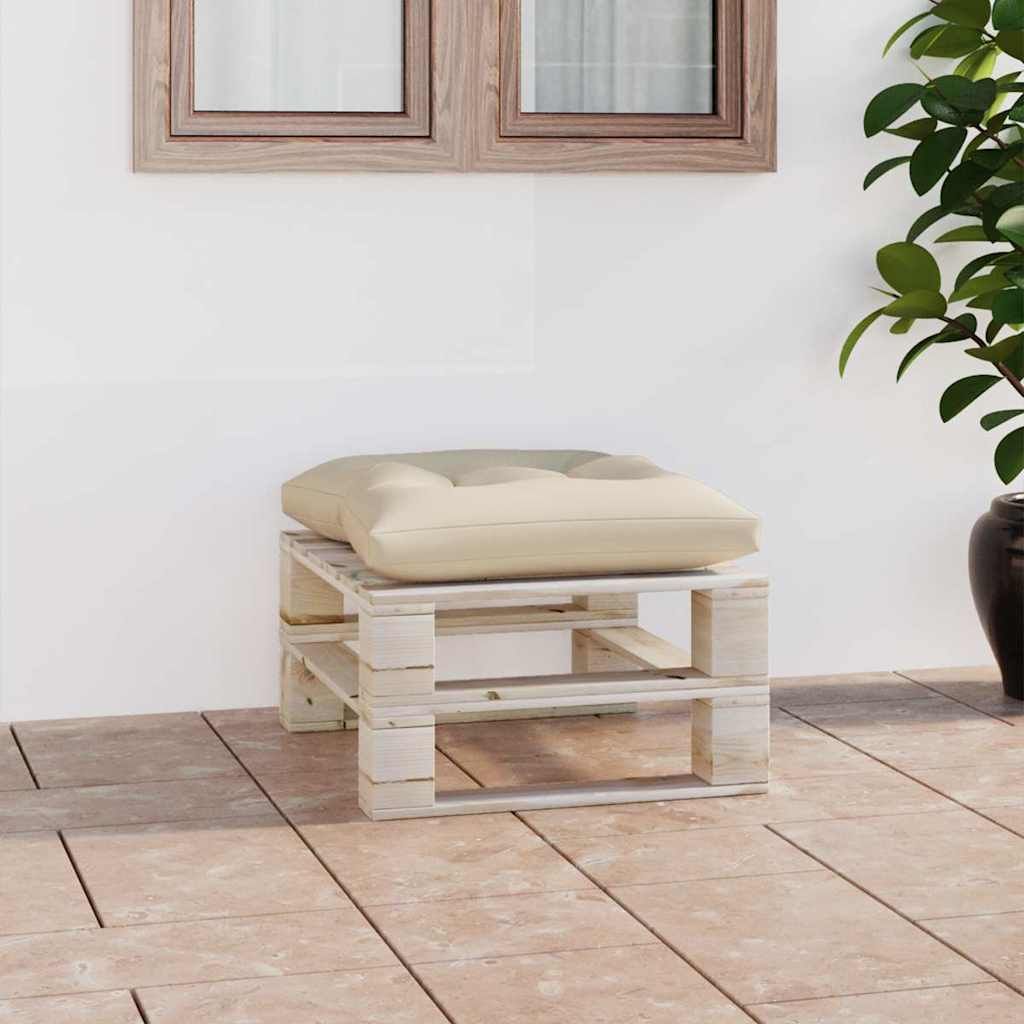 Pouf da Giardino su Pallet con Cuscino Crema in Legno di Pino vidaXL