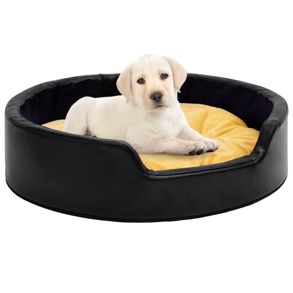 Lettino per Cani Nero e Giallo 79x70x19 cm Peluche e Similpelle vidaXL