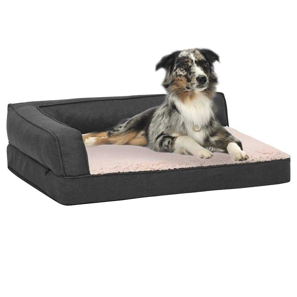 Materasso Ergonomico per Cani 60x42 cm Pile Lino Grigio Scuro vidaXL