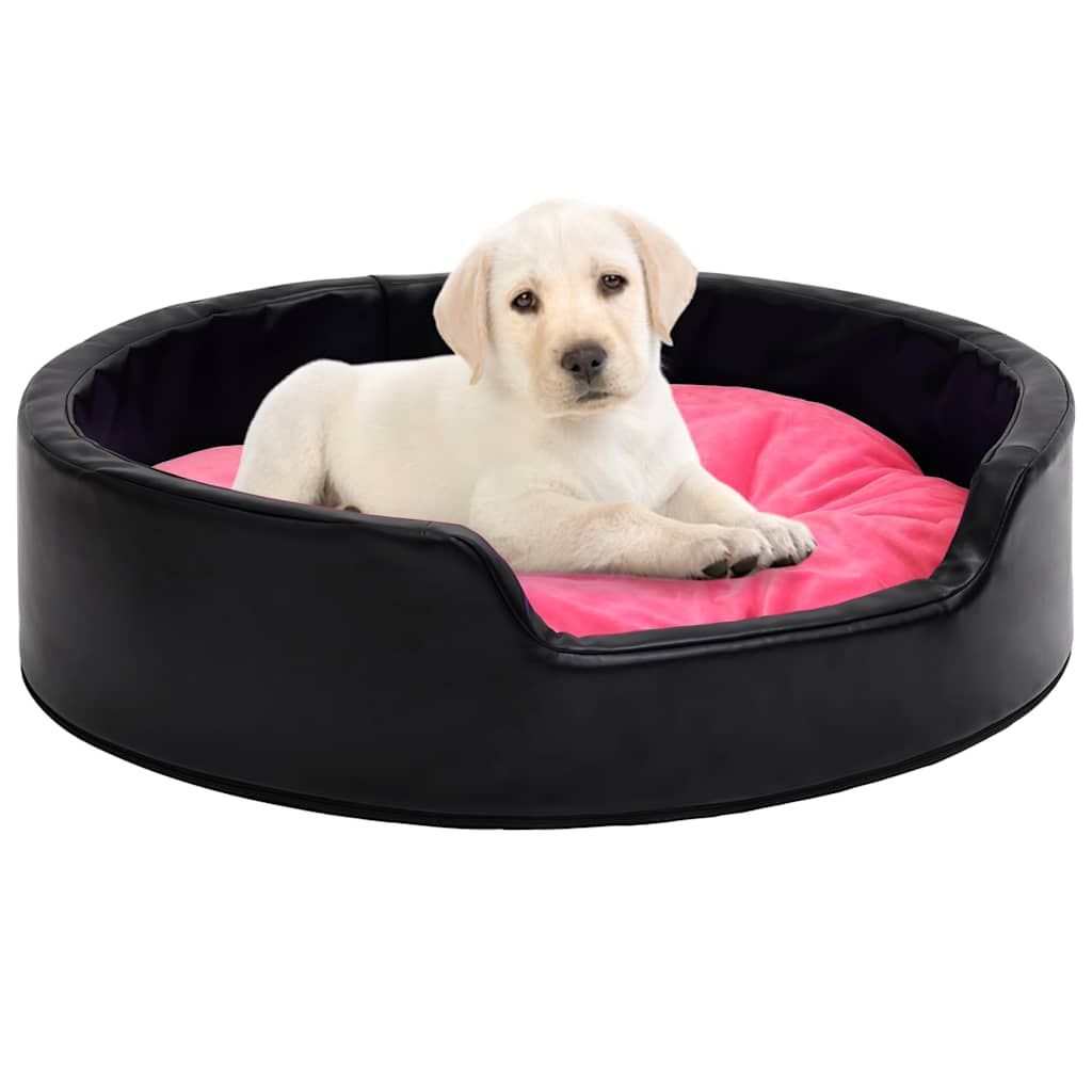 Lettino per Cani Nero e Rosa 79x70x19 cm Peluche e Similpelle vidaXL