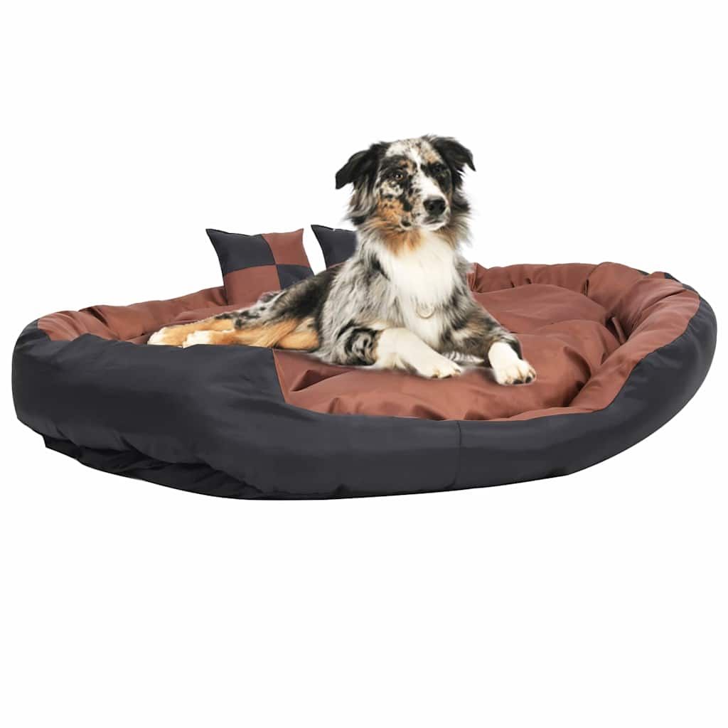 Cuscino per Cani Reversibile Lavabile Nero Marrone 150x120x25cm vidaXL