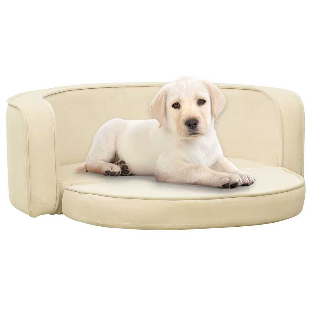 Divano Cani Pieghevole Crema 73x67x26cm in Peluche e Cuscino vidaXL