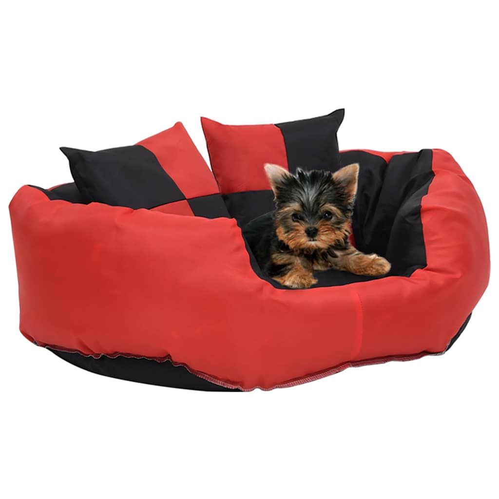 Cuscino per Cani Reversibile e Lavabile Rosso e Nero 65x50x20cm vidaXL