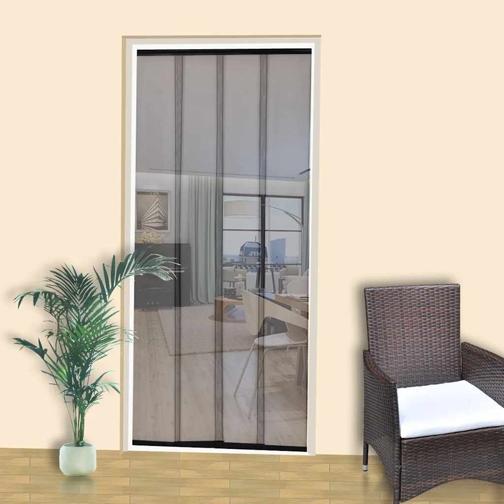 Zanzariera a rete per porta 4 pezzi 220 x 100 cm poliestere nera vidaXL
