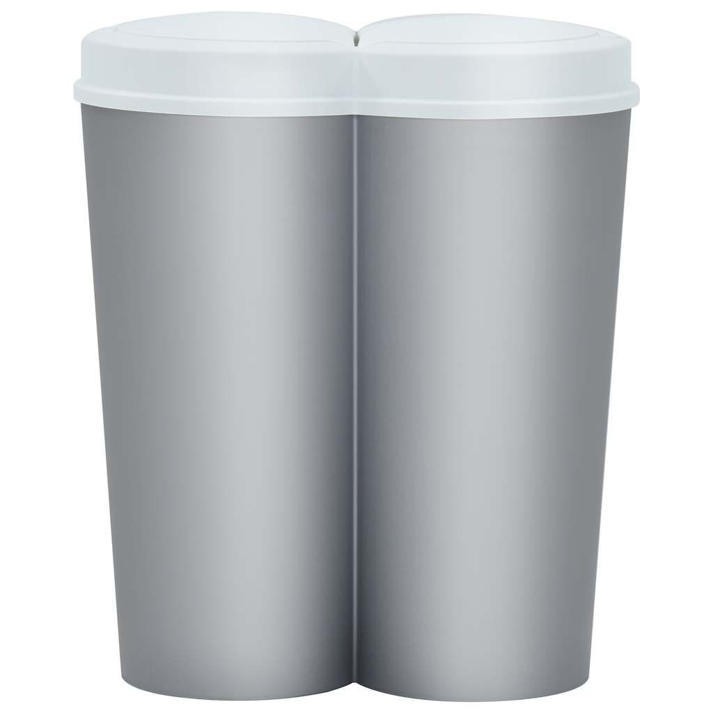 Pattumiera Doppia Argento e Bianca 50 L vidaXL