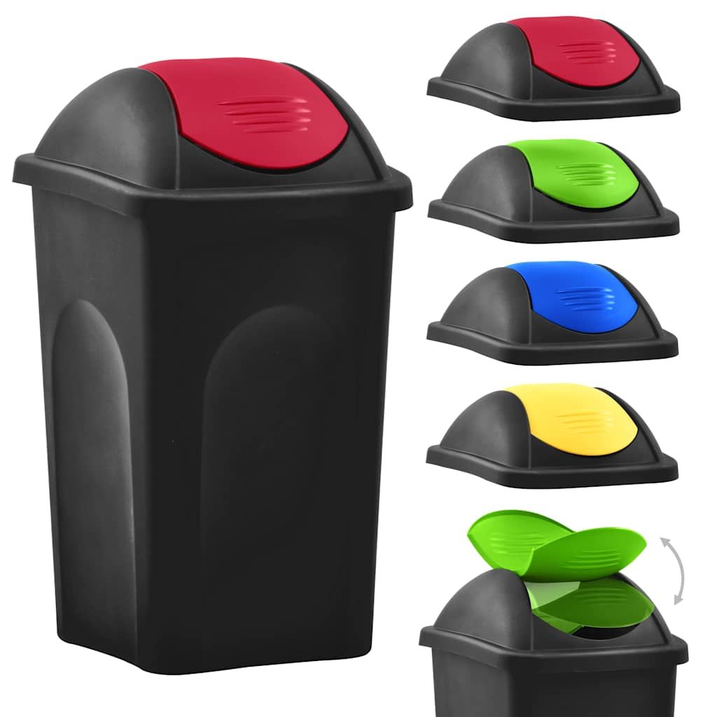 Cestino dei Rifiuti con Coperchio Oscillante 60 L Nero e Rosso vidaXL