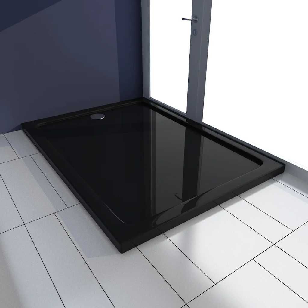 Piatto Doccia Rettangolare in ABS Nero 80 x 110 cm vidaXL