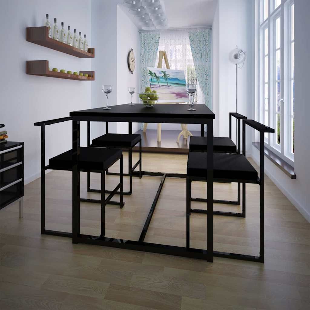 Set Tavolo e Sedie Pranzo 5 pz Nero vidaXL