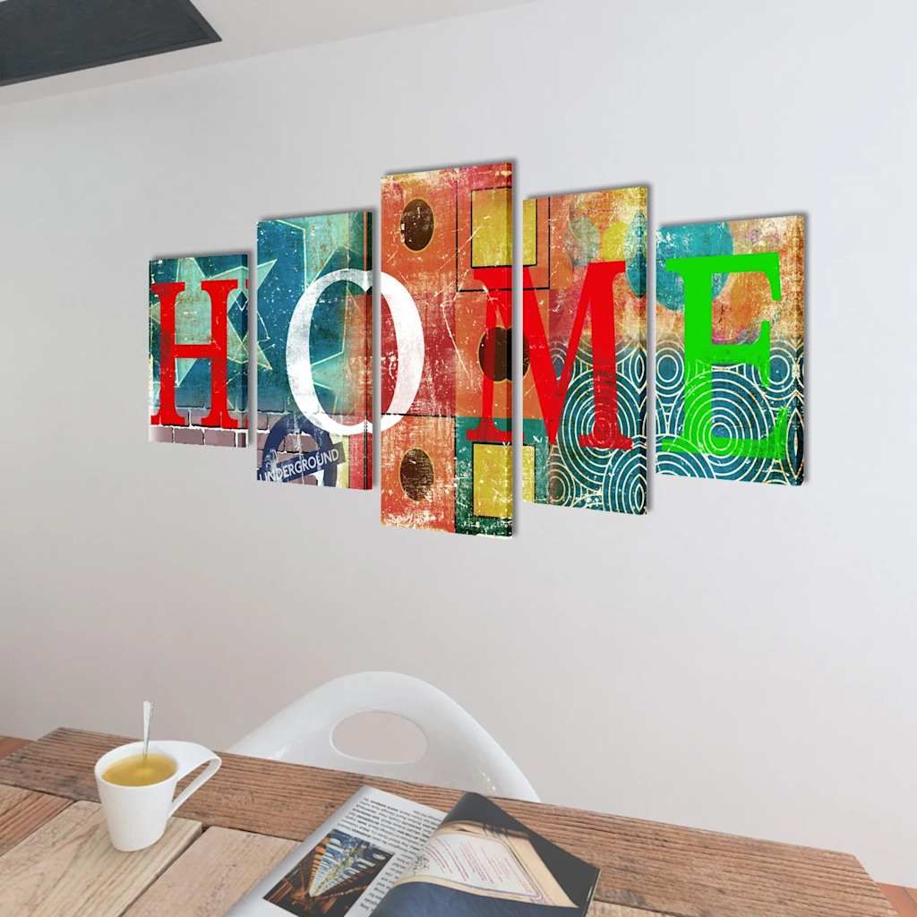 Set Stampa su Tela da Muro 5 pz Design Home Colorato 100x50cm vidaXL