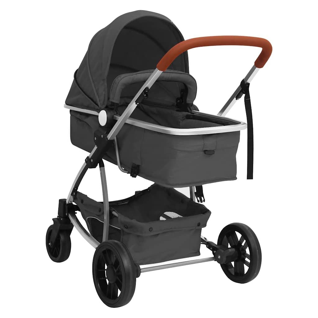 Passeggino 2 in 1 Grigio Scuro in Alluminio vidaXL