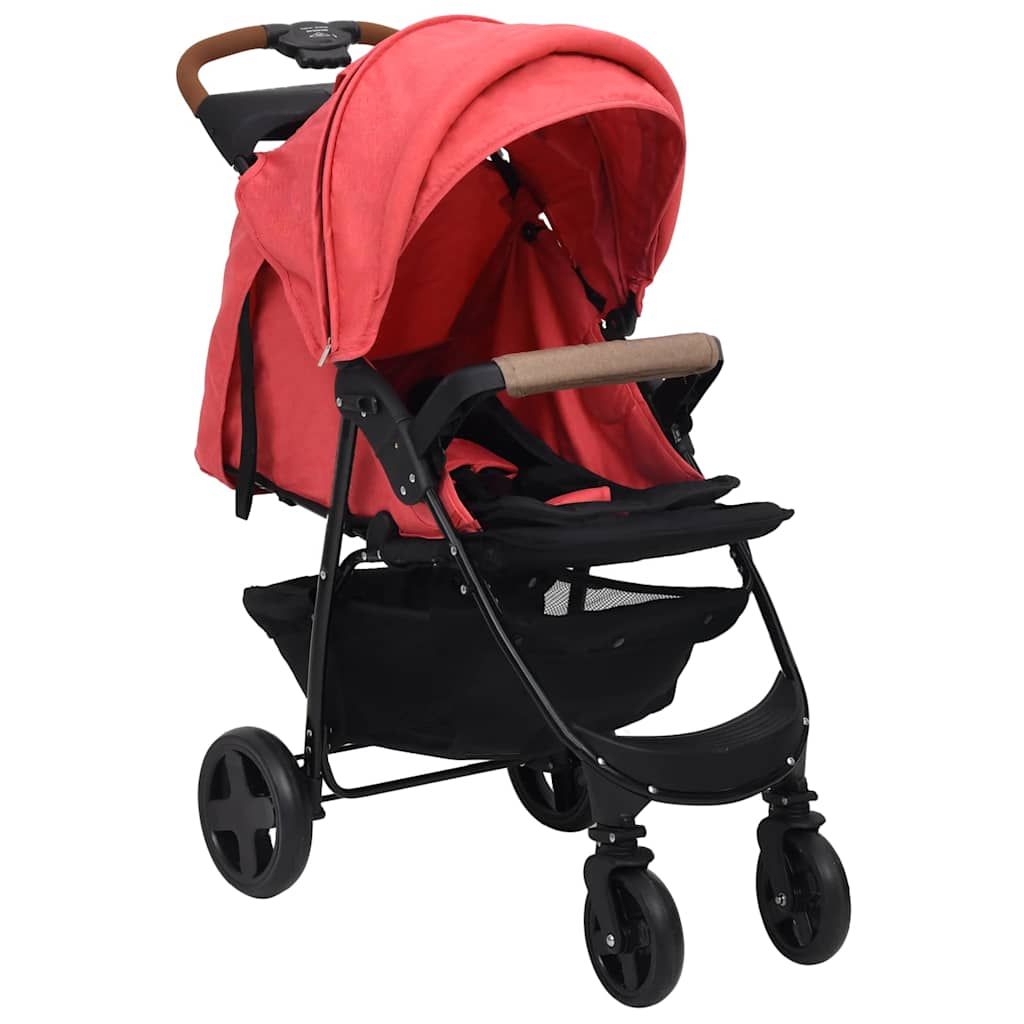 Passeggino 3 in 1 Rosso in Acciaio vidaXL