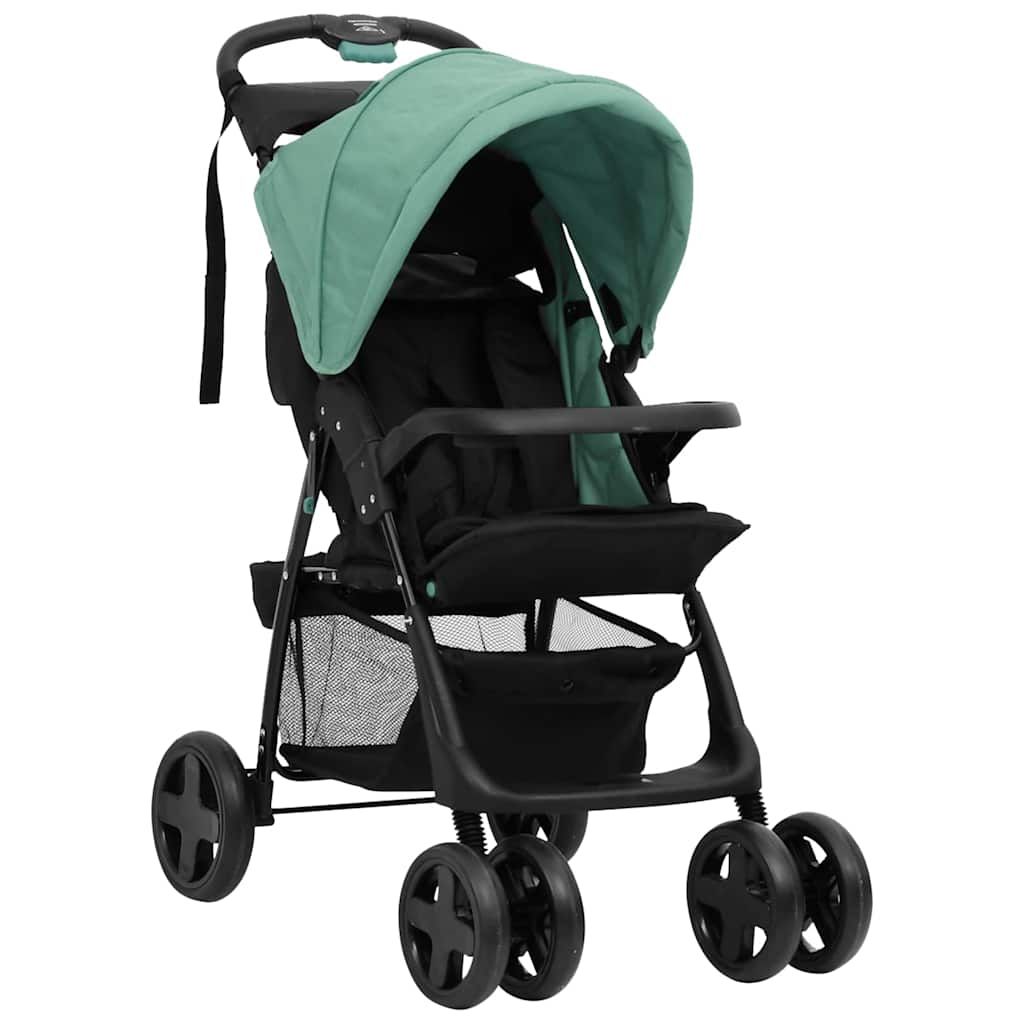 Passeggino 2 in 1 Verde e Nero in Acciaio vidaXL