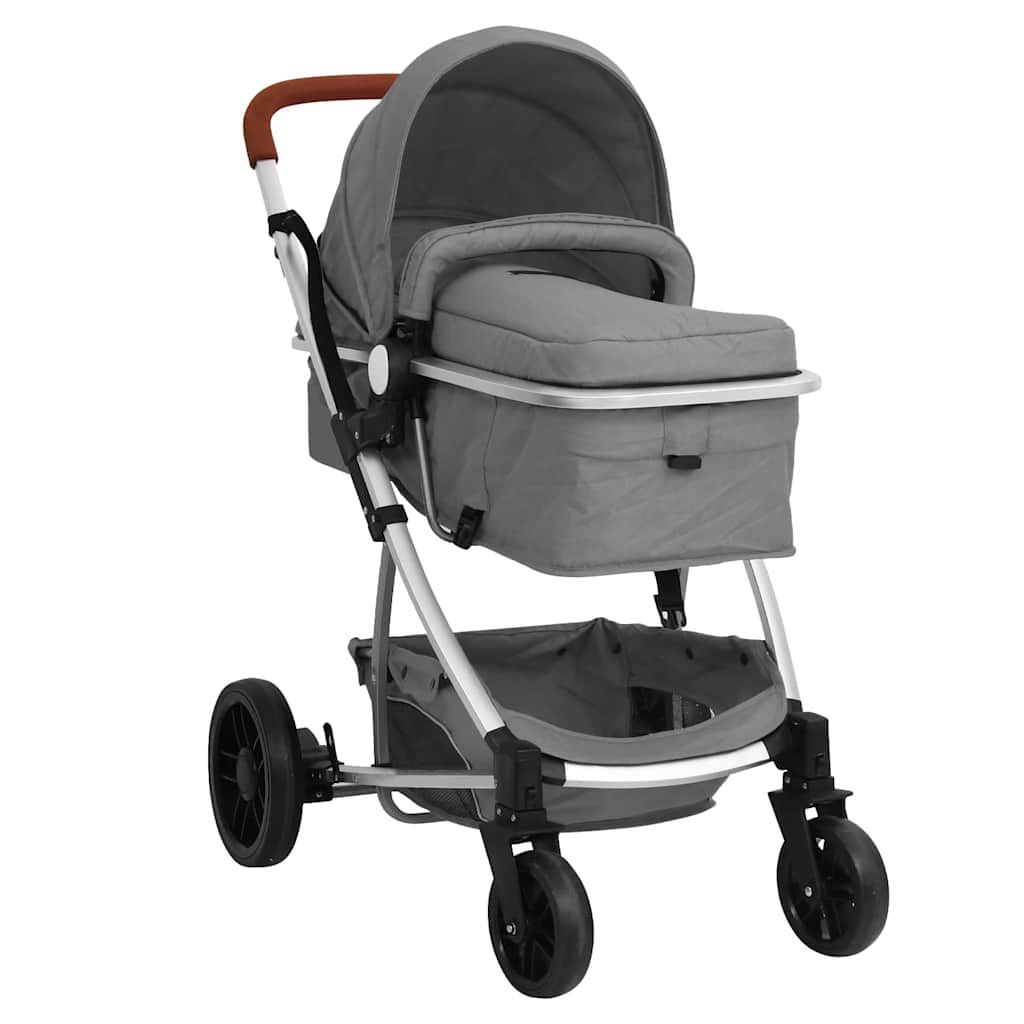 Passeggino 3 in 1 Grigio Chiaro in Alluminio vidaXL