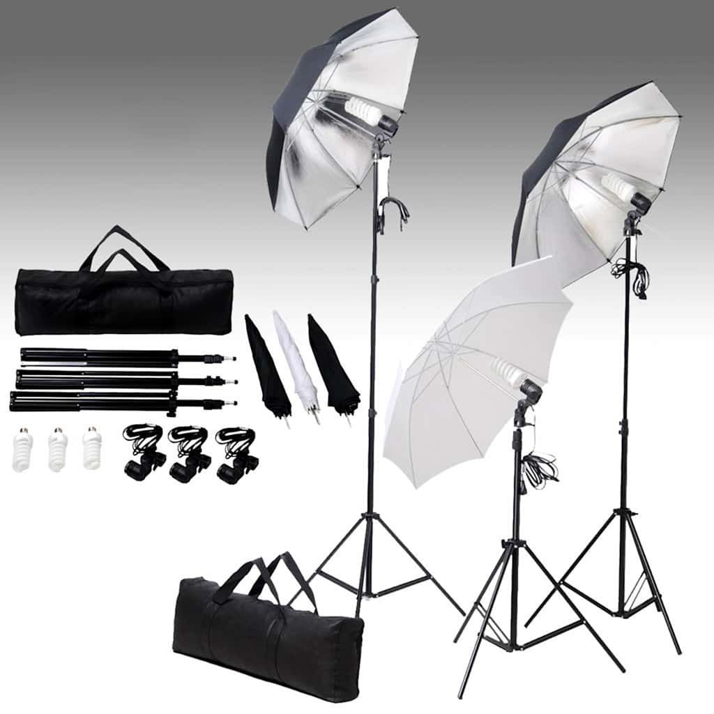 Kit Studio Fotografico con Set Luci Fondale e Riflettore vidaXL