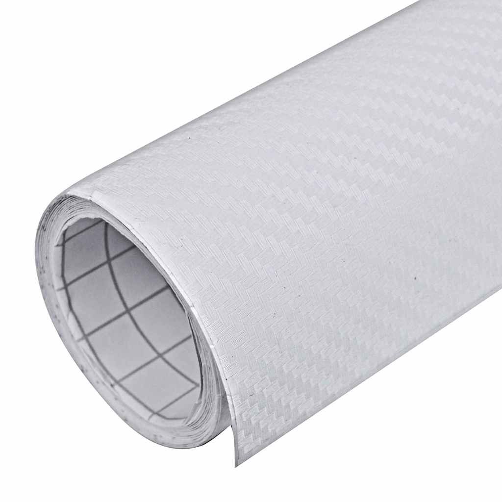 Pellicola per Auto in Fibra di Carbonio 3D Bianco 152x200 cm vidaXL