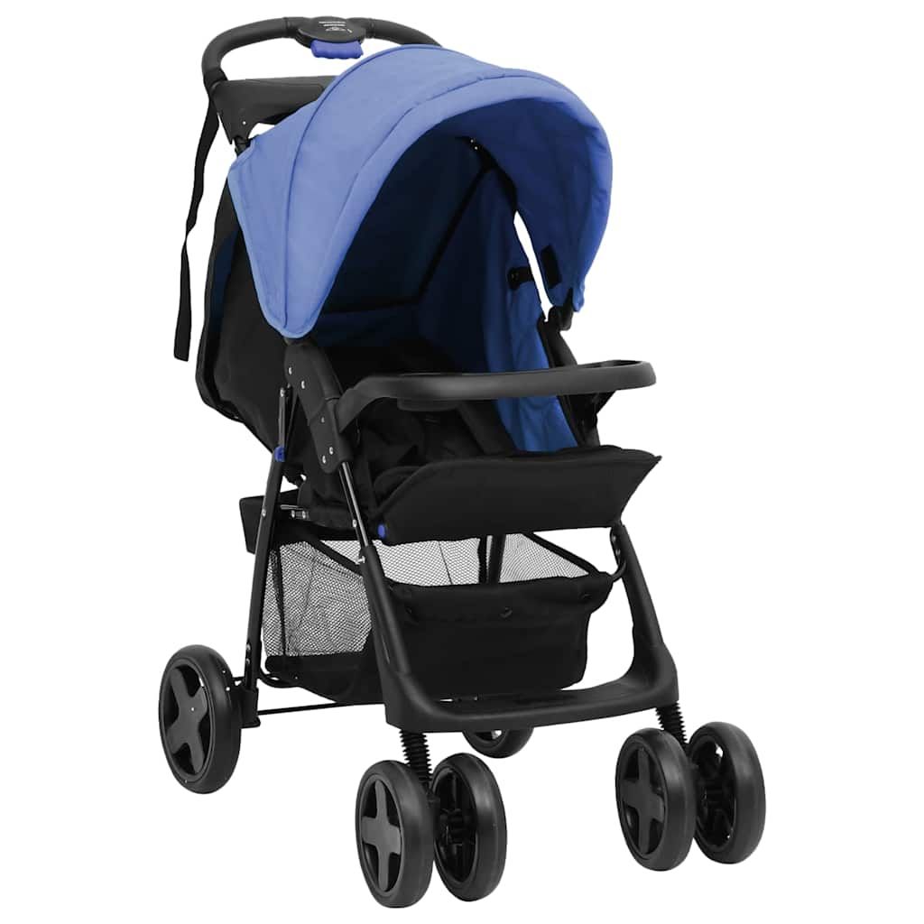 Passeggino 3 in 1 Blu Marino e Nero in Acciaio vidaXL