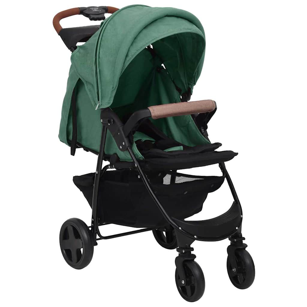 Passeggino 2 in 1 Verde in Acciaio vidaXL