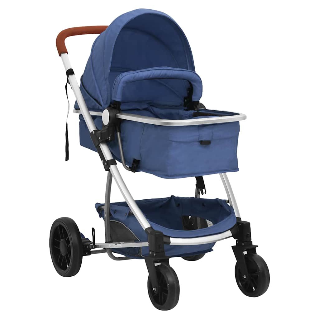Passeggino 3 in 1 Blu Marino in Alluminio vidaXL