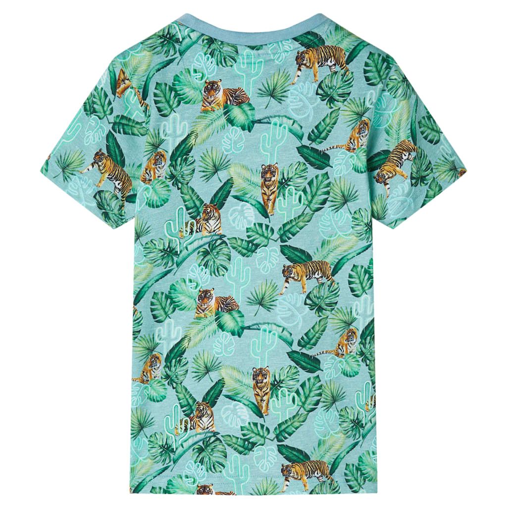 Maglietta da Bambino Verde Chiaro Mélange 116 vidaXL