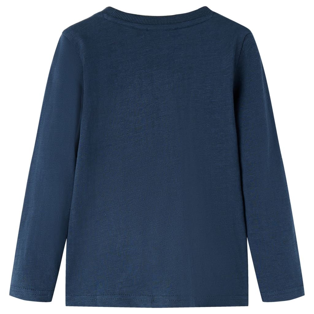 Maglietta Bambino Maniche Lunghe Blu Marino Mélange 140 vidaXL