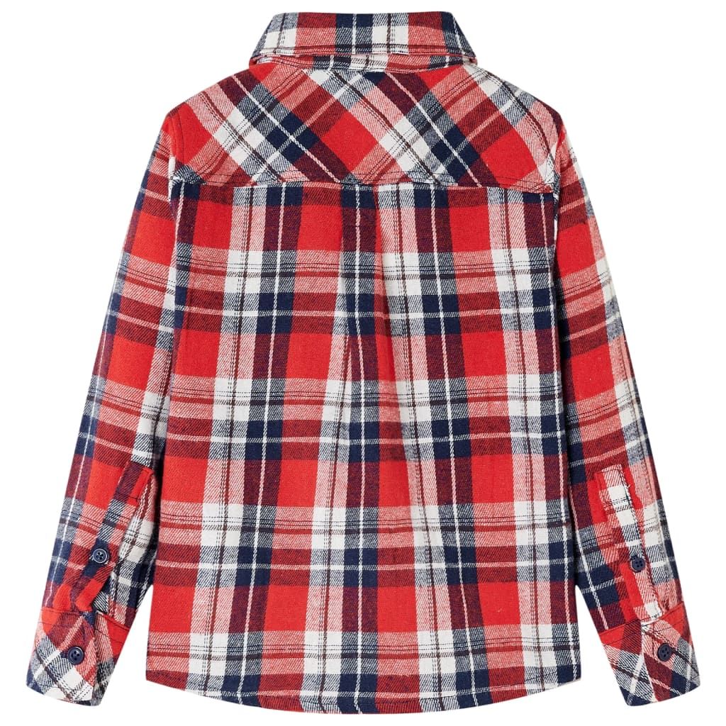 Camicia a Quadri da Bambino Rossa e Blu Marino 128 vidaXL