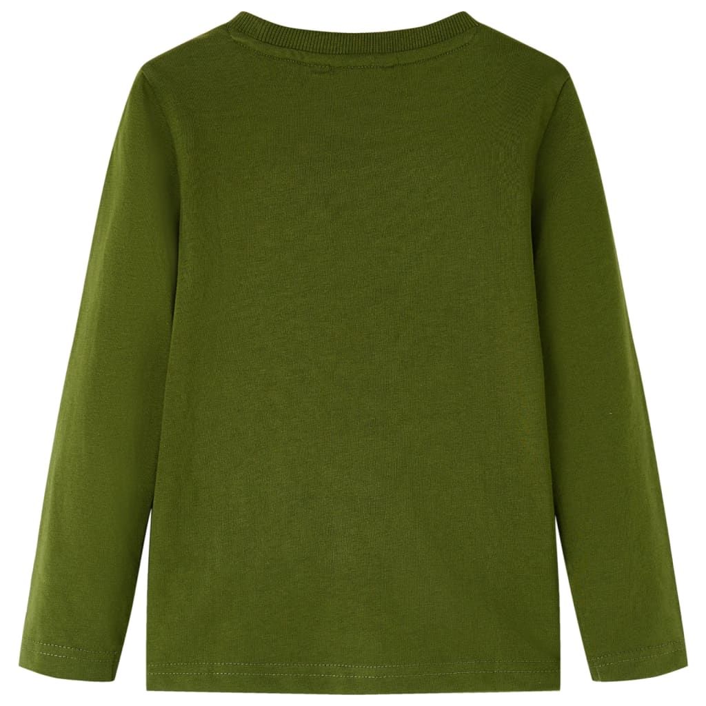 Maglietta per Bambini Maniche Lunghe Cachi Scuro 140 vidaXL