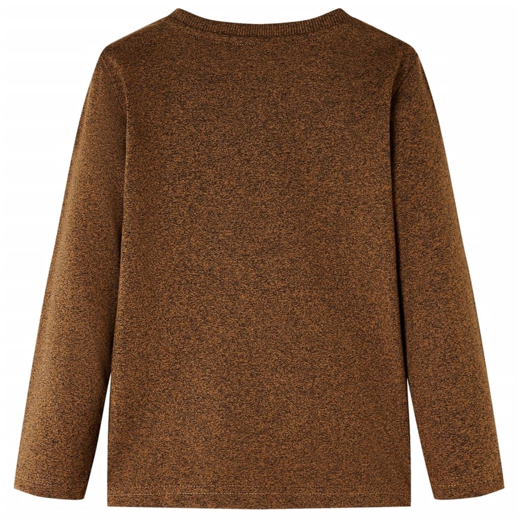 Maglietta Bambini Maniche Lunghe Cognac Mélange 92 vidaXL