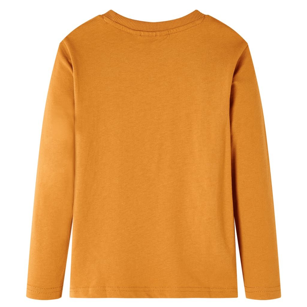 Maglietta da Bambino Maniche Lunghe Ocra Scuro 140 vidaXL