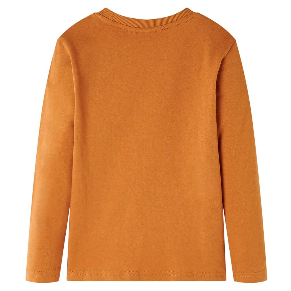 Maglietta da Bambino Maniche Lunghe Ocra Scuro 140 vidaXL