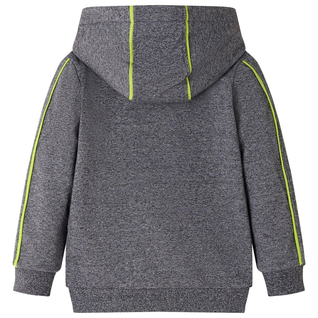 Felpa con Cappuccio e Cerniera per Bambini Grigio Mélange 128 vidaXL
