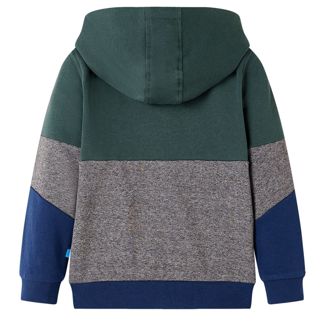 Felpa con Cappuccio e Cerniera per Bambini Verde Scuro 128 vidaXL