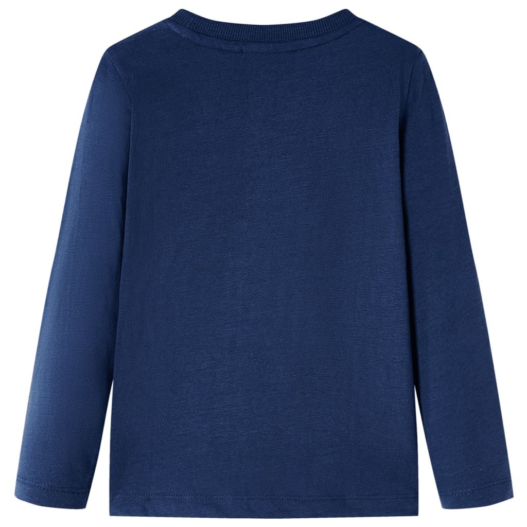 Maglietta da Bambino Maniche Lunghe Blu Marino Mélange 104 vidaXL