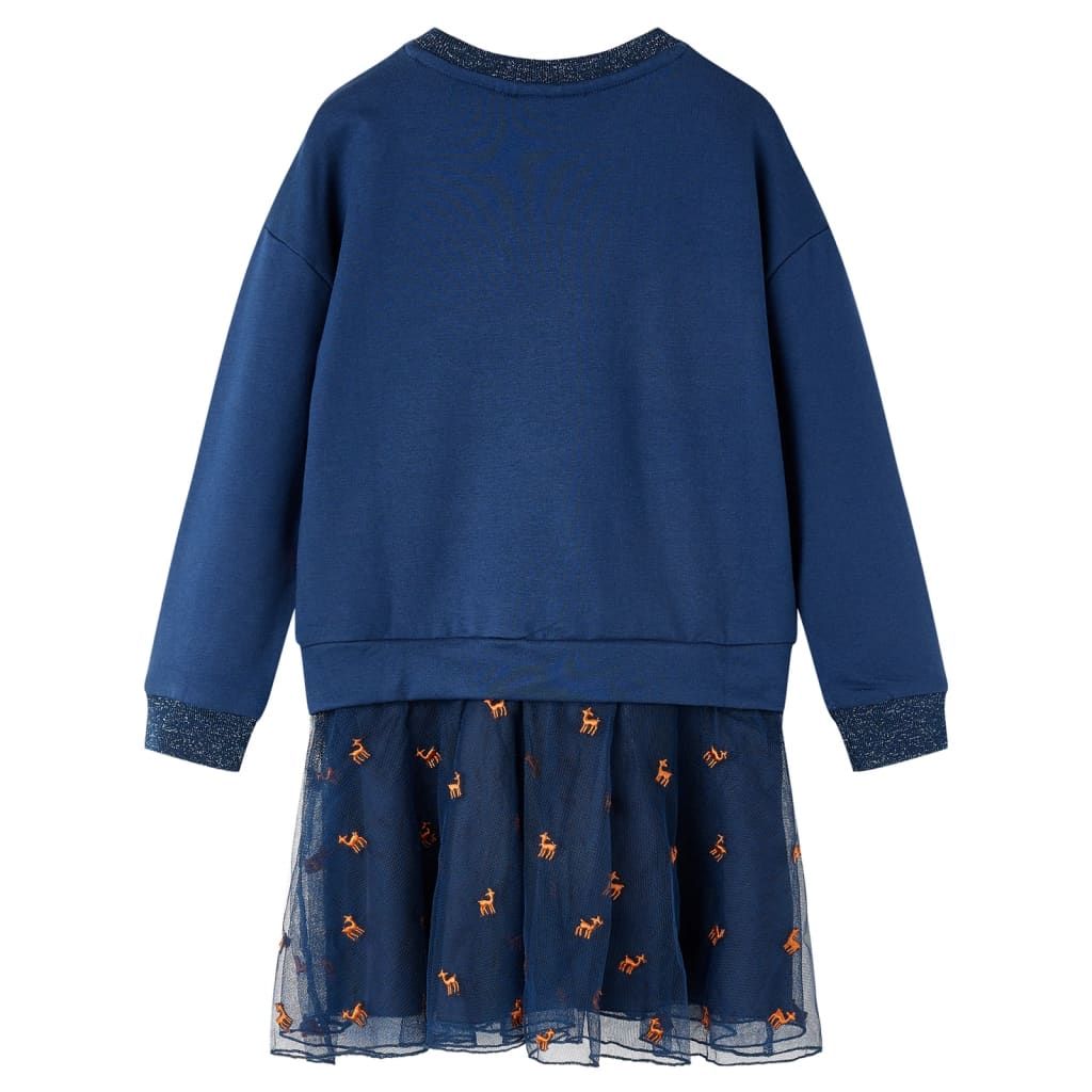 Abito da Bambina a Maniche Lunghe Blu Marino 140 vidaXL