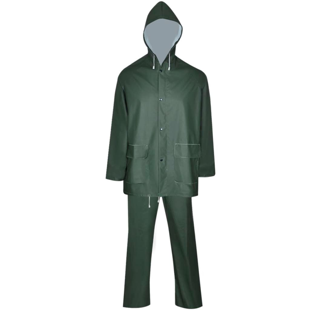Impermeabile Verde resistente a 2 pezzi con cappuccio Verde M vidaXL
