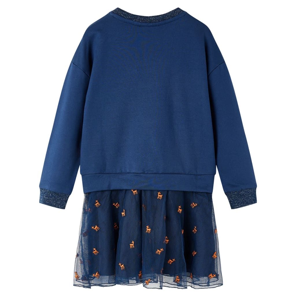 Abito da Bambina a Maniche Lunghe Blu Marino 128 vidaXL