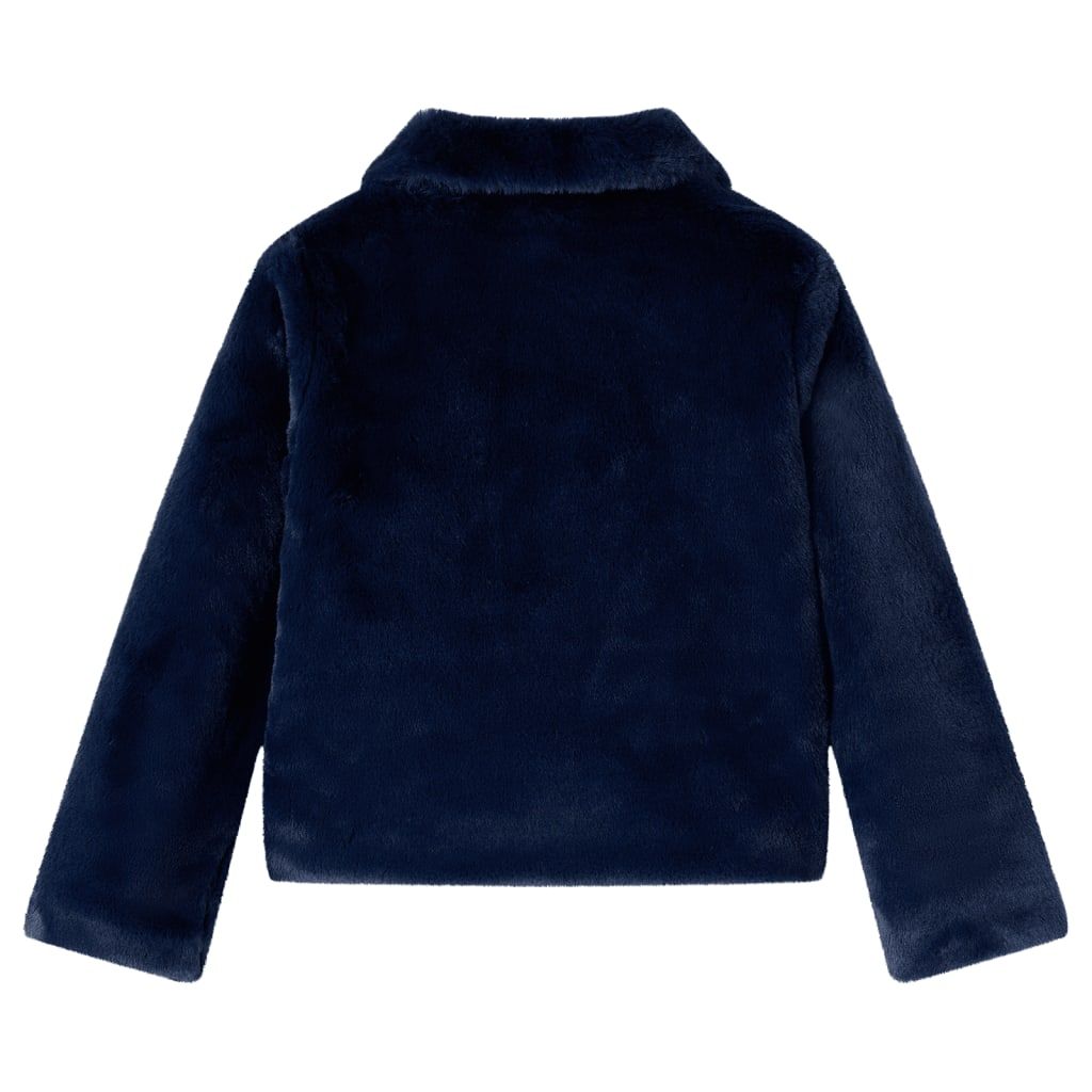 Cappotto per Bambini in Pelliccia Sintetica Blu Marino 140 vidaXL