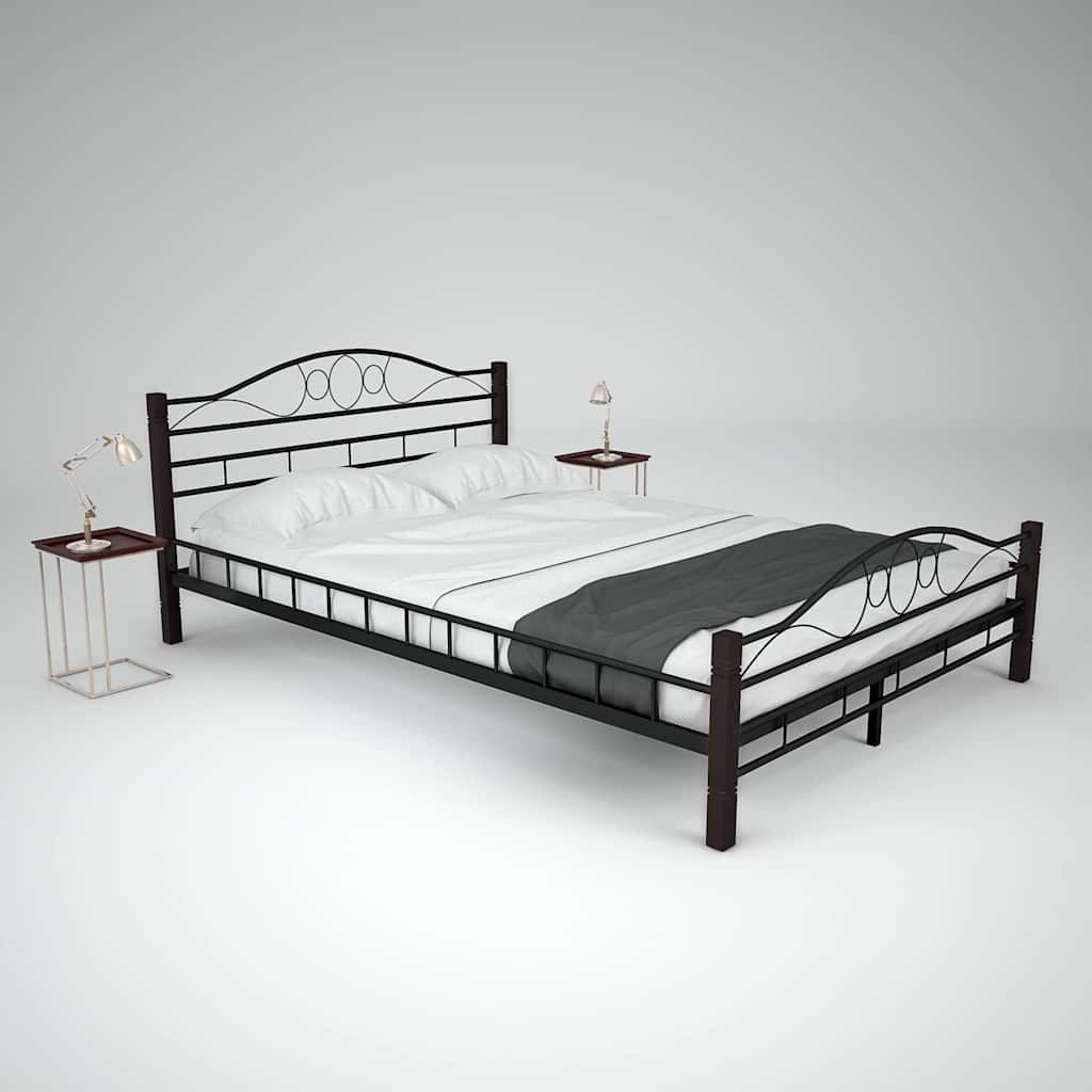 Letto con Materasso Memory Foam Nero in Metallo 140x200 cm vidaXL