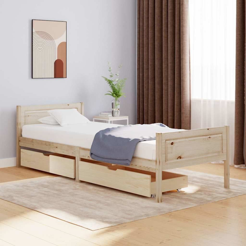 Giroletto con 2 Cassetti in Legno Massello Pino 100x200 cm vidaXL