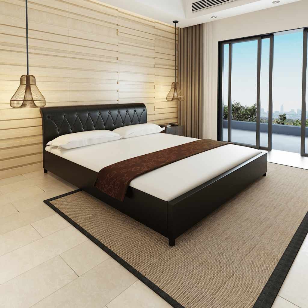 Letto con Materasso con Memoria Nero in Similpelle 180x200 cm vidaXL