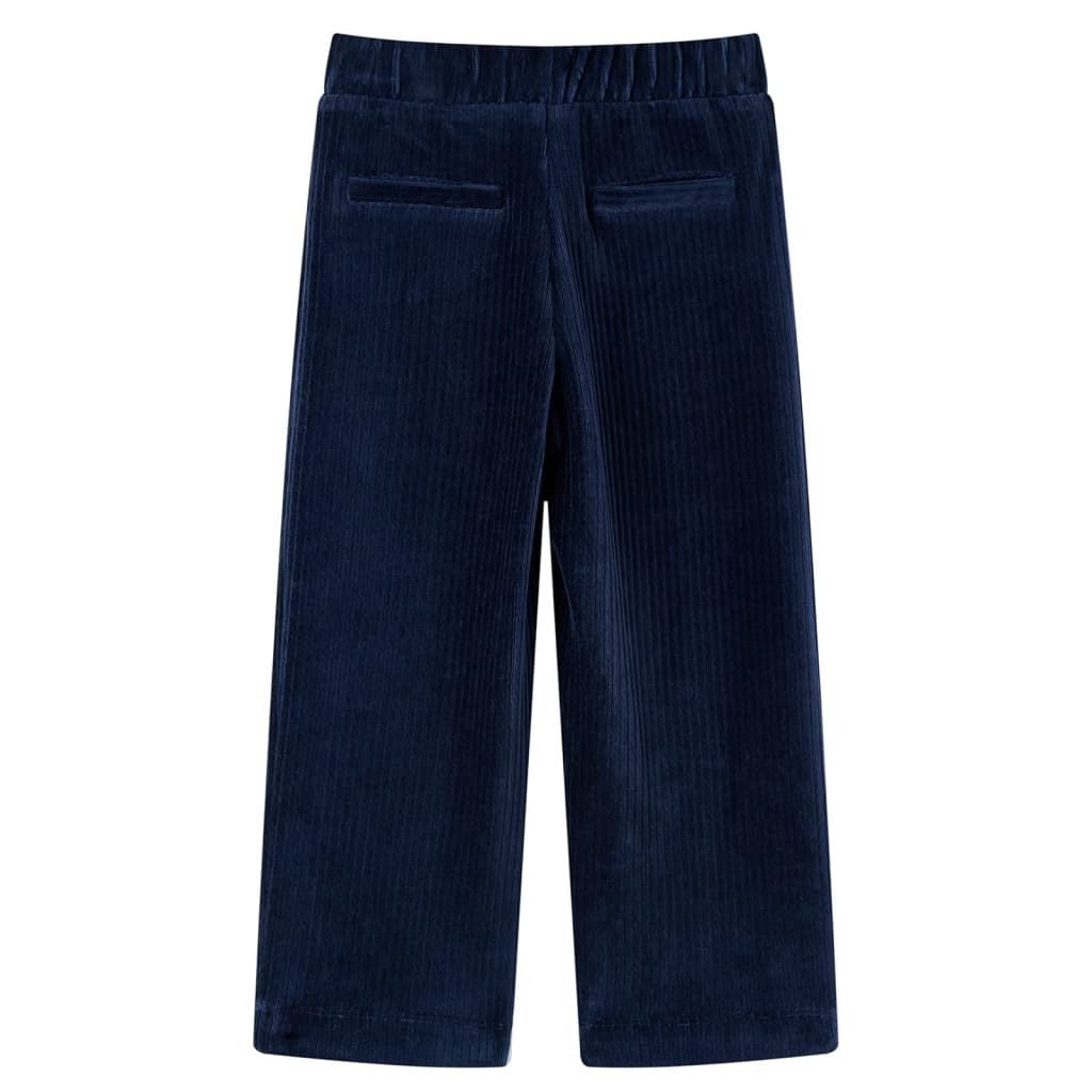 Pantaloni da Bambino in Velluto a Coste Blu Marino 116 vidaXL